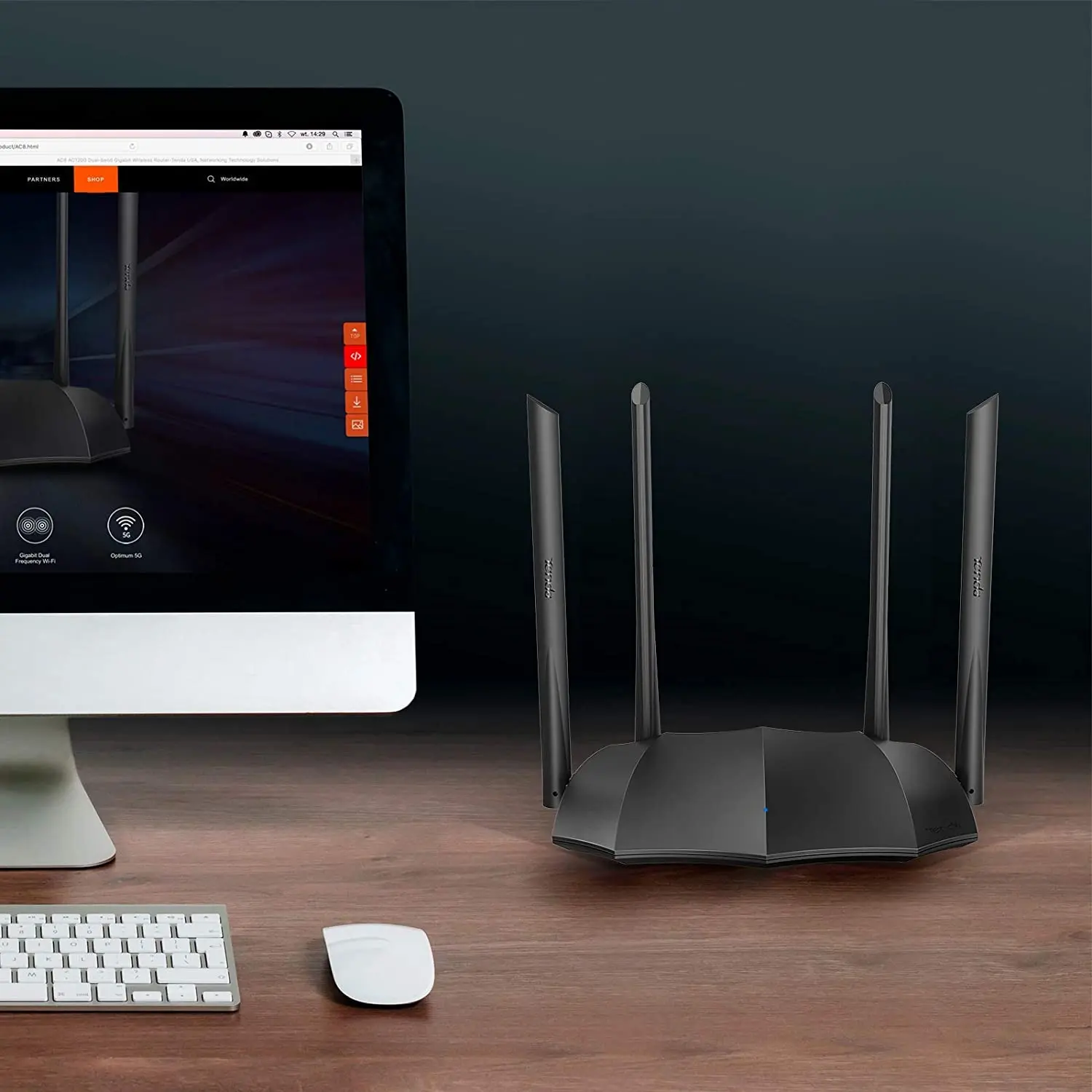 Tenda AC8 dwuzakresowy gigabitowy Port inteligentne WiFi Router AC1200 5Ghz szybki bezprzewodowy Internet MU-MIMO pokrowiec na daleki zasięg chińska