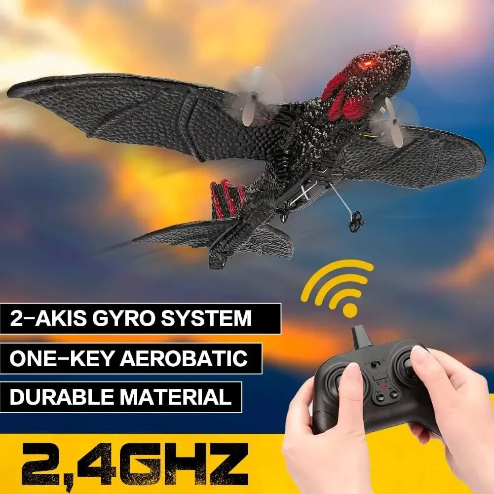 Z60 RC Flying Dinosaur Plane EPP Anti-wear Foam RC Glider 3&2&1 Battery RC Drone 2CH Fixed Wingspan Dragon Airplane Kids Gift