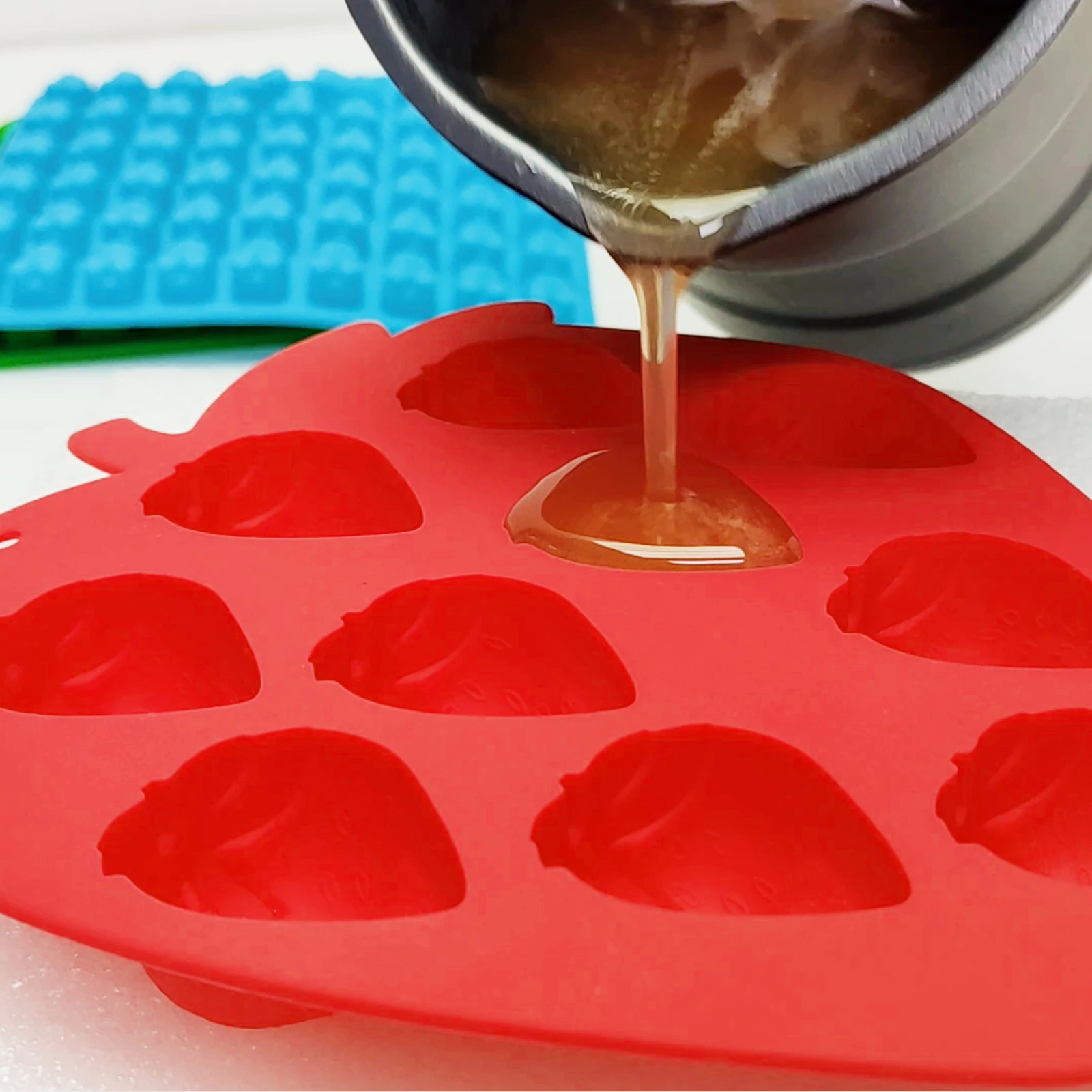 SUBADA Fudge Ice Cube Ice Cream Silicone Molds Molds Strawberry Fruit Model For Christmas Potluck Candy Grade Silicone Molds