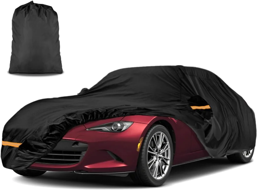 

Heavy Duty Outdoor Car Cover for Mazda MX-5 Miata 1989-2025 | Sun, Rain, UV, Dust & Snow Protection with Door Zipper (Black)