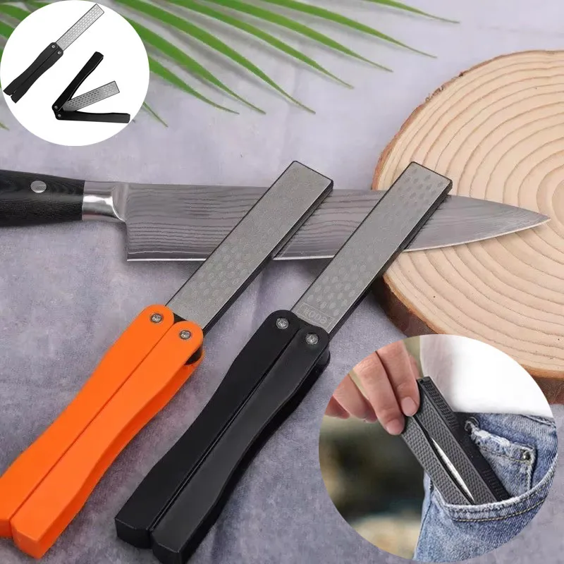 Portable Double Side Grindstone Professional Kitchen Sharpener Outdoor For Pocket Folding Knife Sharpening Stone Non-slip Handle