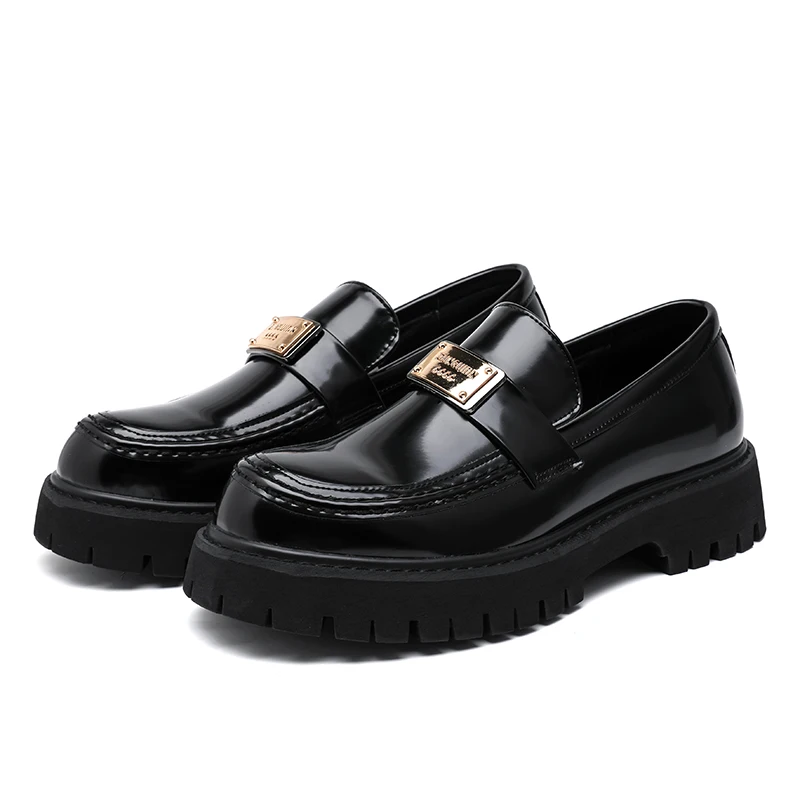 Loafers Men's Thick-soled Heightening British Style High-Level Business Casual Leather Shoes Slip-On Lazy Tassels