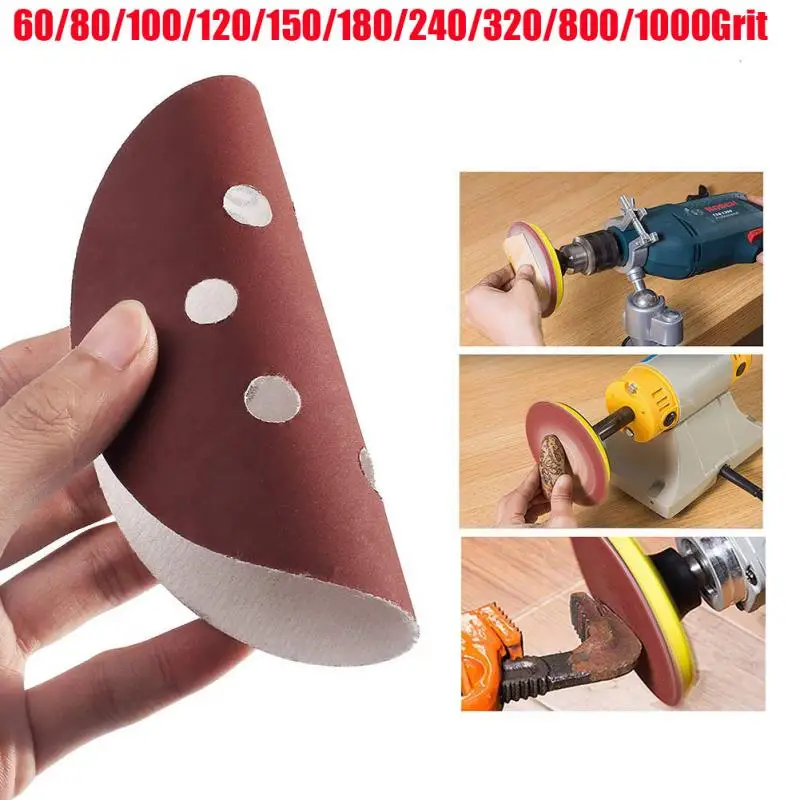 

125mm 5 Inch Round Shape Sanding Discs Hook Loop Paper Buffing Sheet Sandpaper 8 Hole Sander Polishing Pad Tools 10pcs