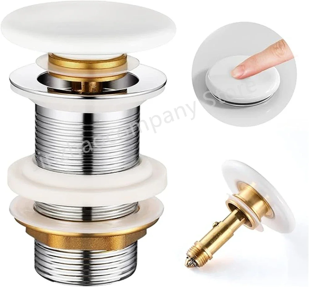 Tampa de cerâmica branca pop up botão de drenagem pia do banheiro plug escorredor sifão resíduos rolha lavatório torneira acessório lavatório