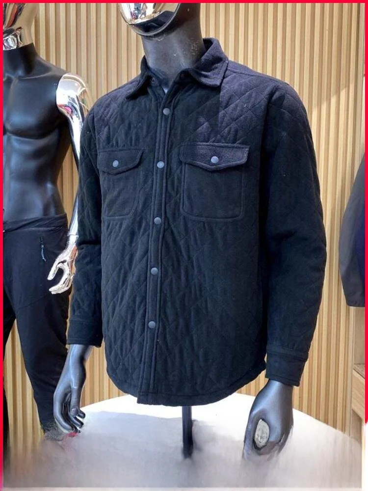 

High Quali Fce Men's Cotton Jaet Quilted Cotton Blend Warm Faionable Collared Autumn Winter Versatile Youth Trendy