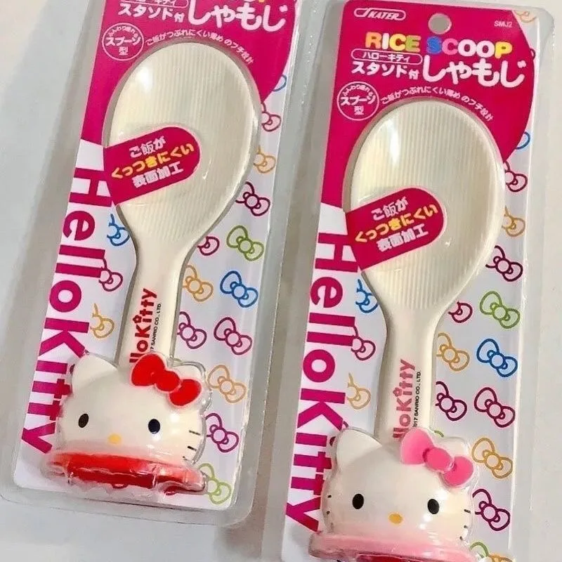

Kawaii Sanrio HelloKitty Rice Spoon Kitchen Must-have Creative Tableware Non-slip Handle with Base Home Children's Fun Tableware