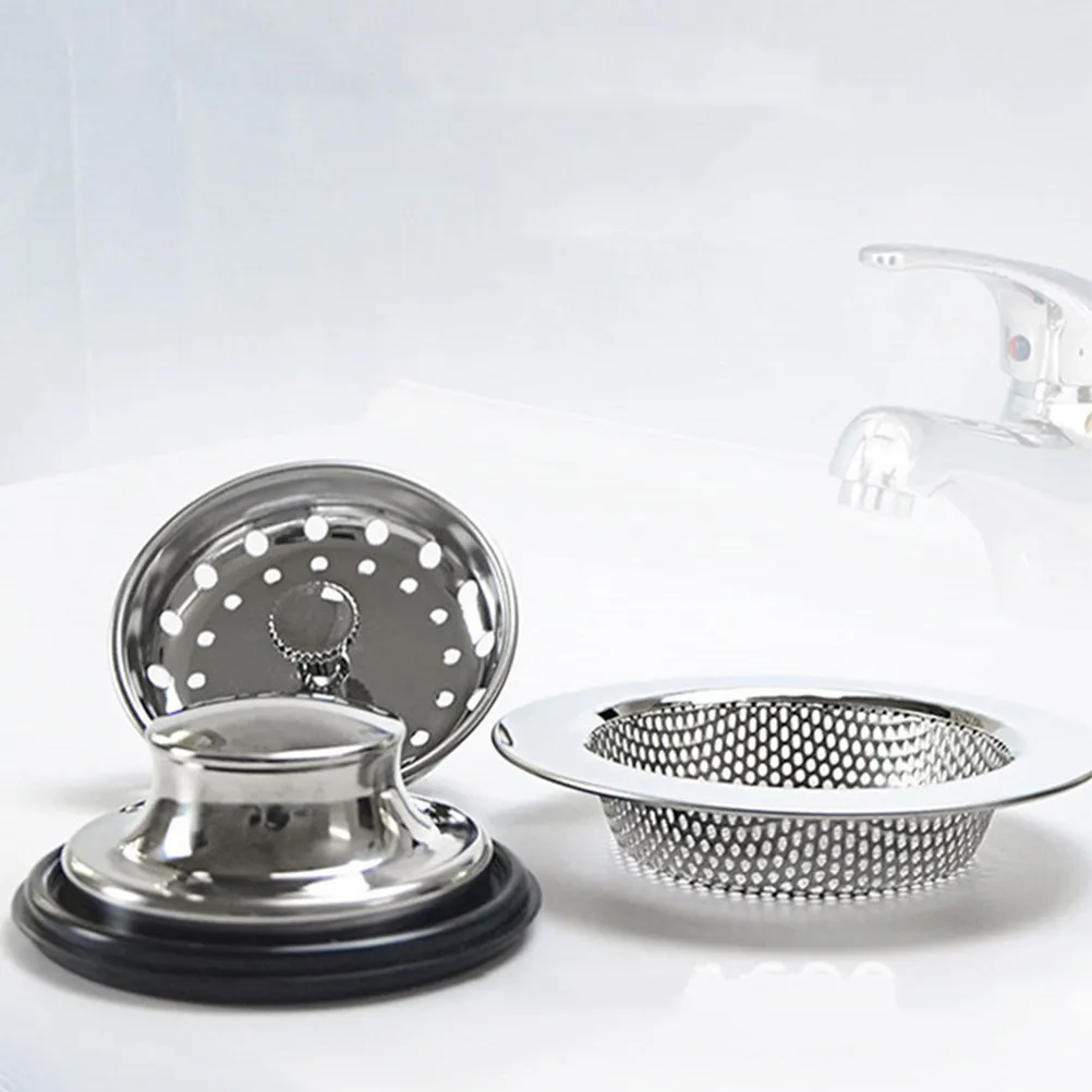 

Sink Drain Cover Stainless Steel Rubber Kitchen Waste Drain Stopper for Leakage Prevention and Floor Protection Easy Install