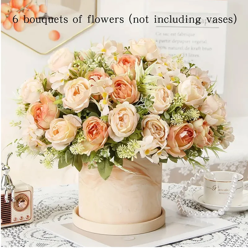 1 Bouquet Artificial Peony Flower Bouquet, Outdoor Fake Spring Summer Flowers, Real Touch Fake Flower Bouquet, Wedding Party Hom