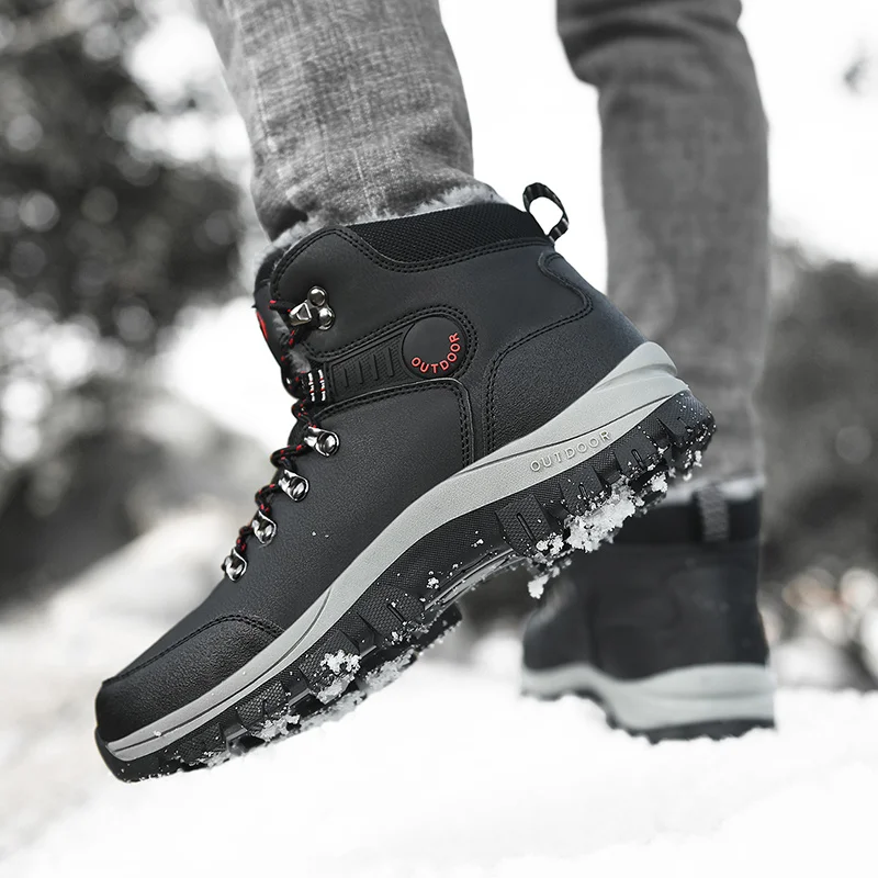 Outdoor Non-slip Man Snow Boots 2024 Thickened Warm Men Casual Shoes Winter Hiking Shoes Plus Velvet Large Size Waterproof Boots