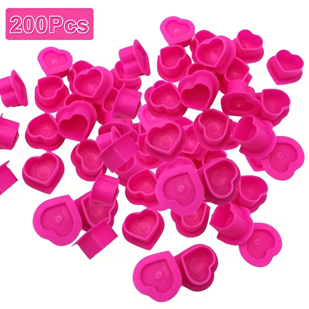 

200PCS Heart-shaped Colored Tattoo Ink Cups Silicone Pigment Cup Suitable for Tattoo Enthusiasts and Beauty Professionals