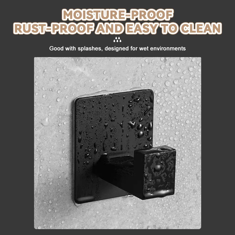 Настенные крючки черного цвета, самоклеящиеся безделушки для сумок, ключей, халата, вешалка для полотенец, многофункциональная полка, аксессуары для ванной комнаты