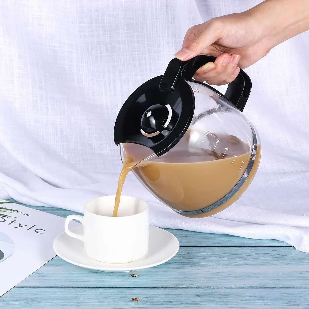 Кофемашина 12 чашек, мини автоматическая капельная Кофеварка для дома и офиса, многофункциональная бытовая техника для приготовления чая и кофе