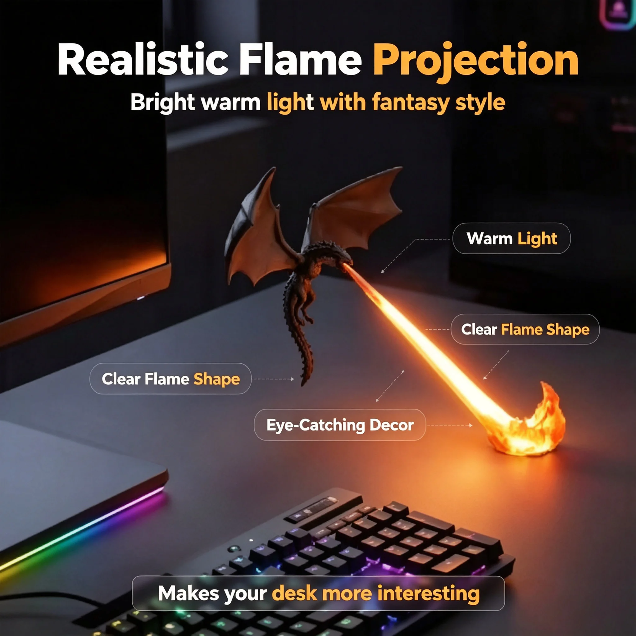 Halloween 3D Dragon Night Ligh - Collectible Vintage Lamps 评论和价格