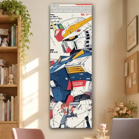 RX-78-2 Gundam Vintage Sketch Text Print Long Vertical Banner Tapestry Sci-Fi Mecha Otaku Door Wall Decor