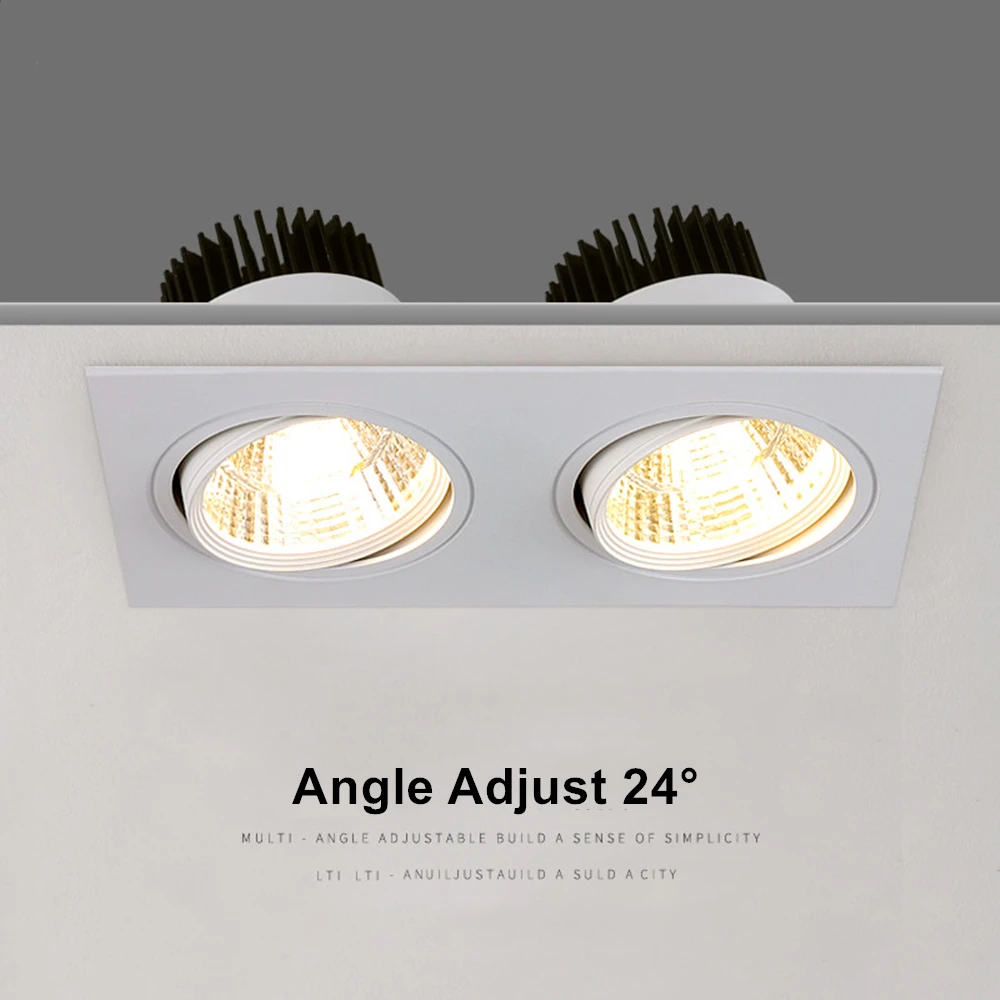 Recessed Dimmable Double Head LED Downlight 30W/24W/18W COB Ceiling Lamps Spot Lights AC85-265V Indoor Lighting