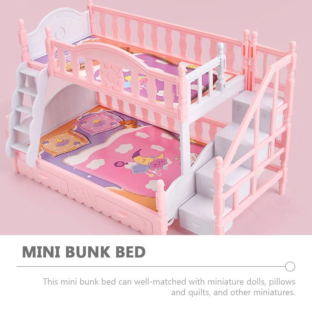 Draps Supérieurs et betérieurs, Meubles Miniatures, Jouets pour Enfants, Modèle de Lit Superposé, Ornement de Chambre à Coucher, Kit en Plastique, Oreillers Décoratifs pour Bébé