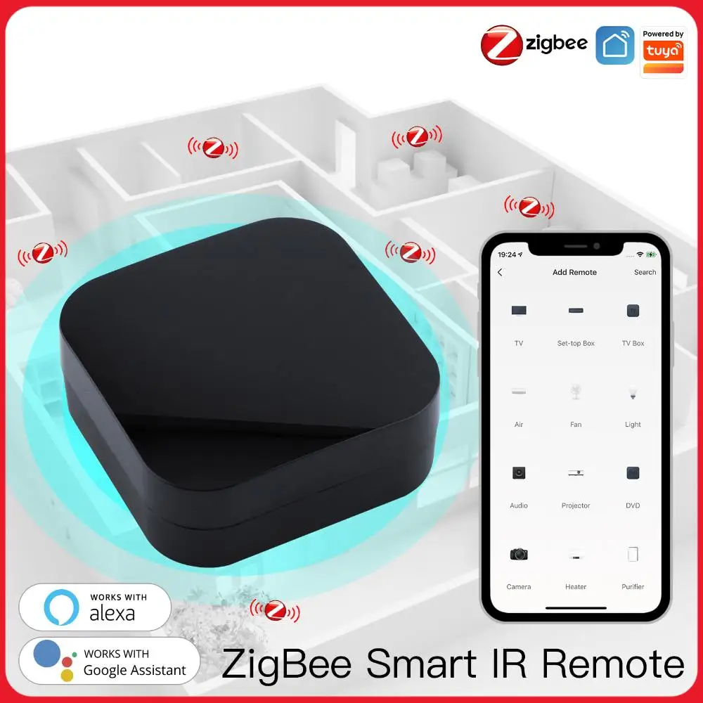 

ZigBee Universal Infrared Remote Controller Works with Alexa Google Home Wireless Remote Controller Powered by Tuya