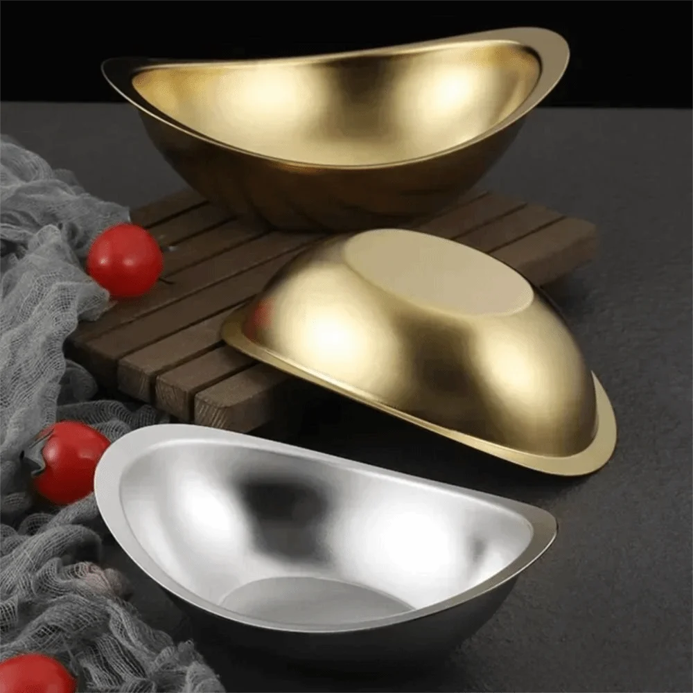 Durable 304 Stainless Steel Dessert Bowl Gold Korean Cuisine Tableware Salad Bowl Restaurant