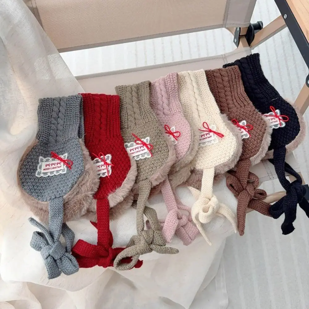 Ear Warp Lace label Autumn Winter Earmuffs Windproof Knitted Ear Muffs Multi-functional Thickened Children Scarf