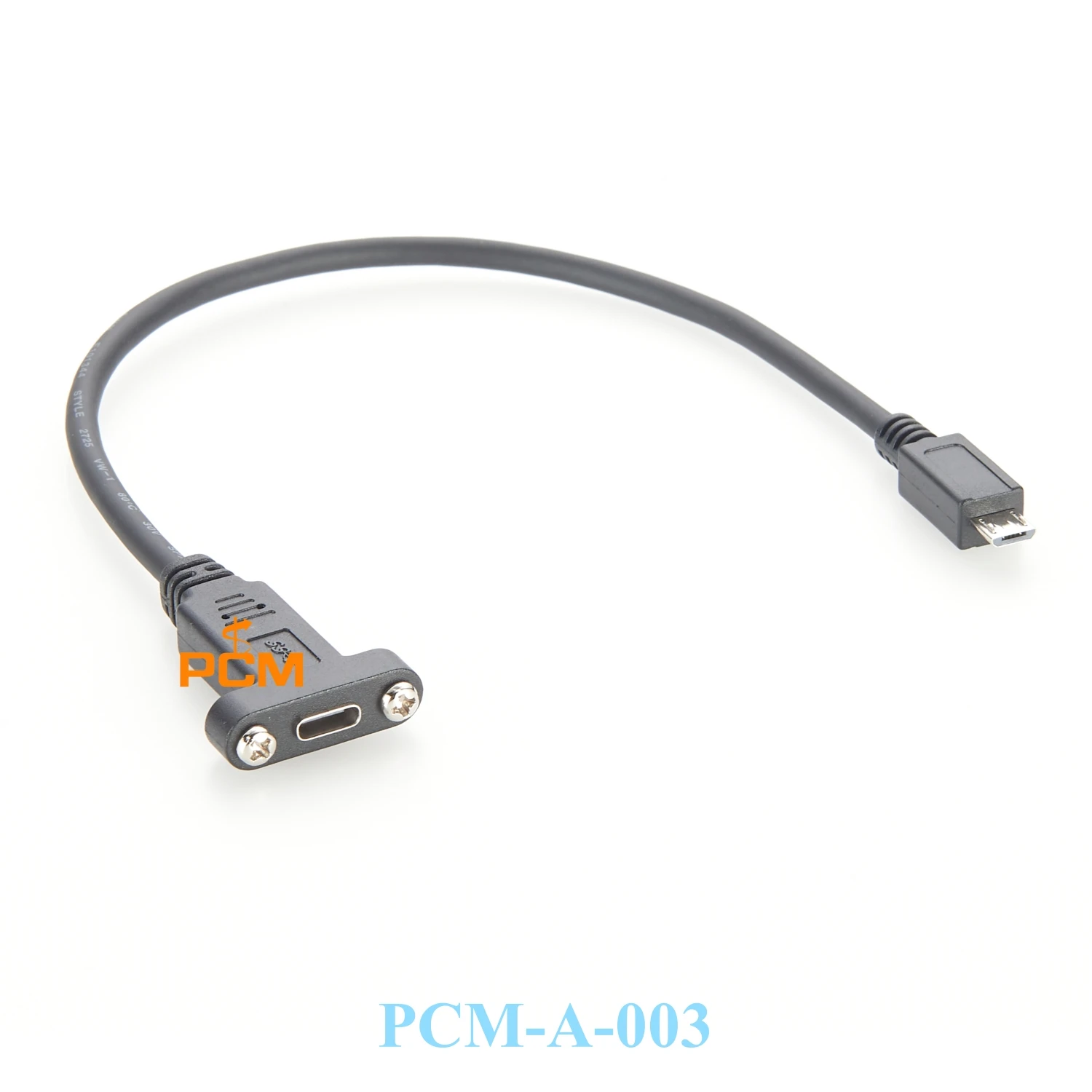 Kabel przedłużający Micro USB USB 3.1 męski na USB-C USB 3.1 żeński z otworami montażowymi na panel, śrubami, przewodem 0,3 m do transmisji danych.