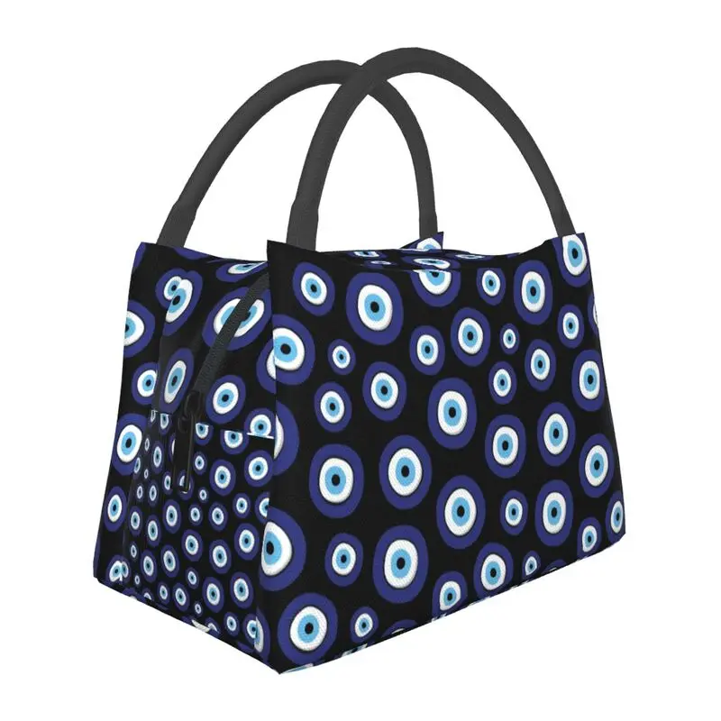 Custom Greek Evil Eye Pattern Insulated Lunch Bags for Women Tribes Amulet Art Cooler Thermal Bento Box Beach Camping Travel