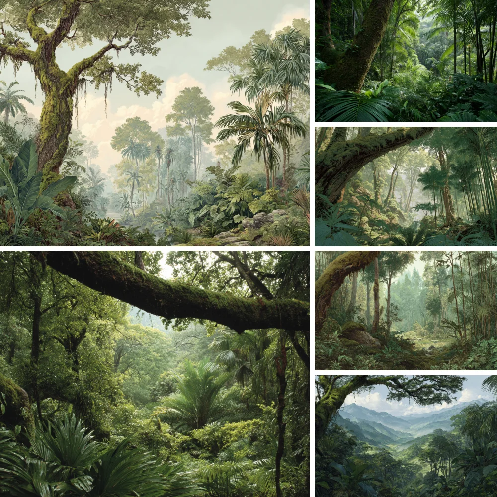 

Summer Forest Backdrop Tropical Jungle Rainforest Backdrops for Photography Camping Adventure Birthday Background Photo Studio