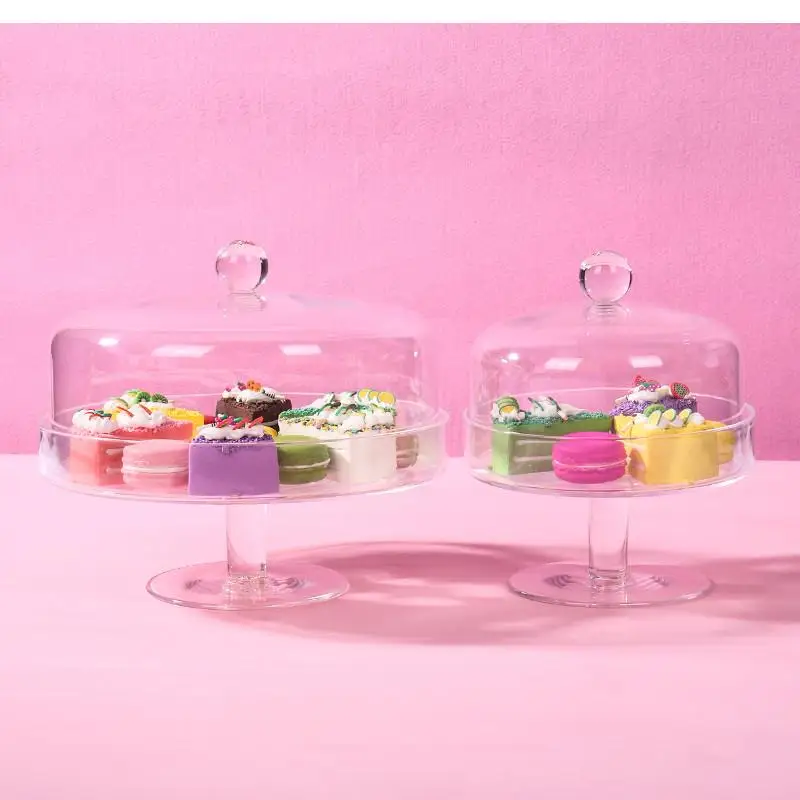 

Высокий поднос для торта в европейском стиле, круглая акриловая крышка, бытовой прозрачный пластик, пылезащитное украшение, десертный хлеб