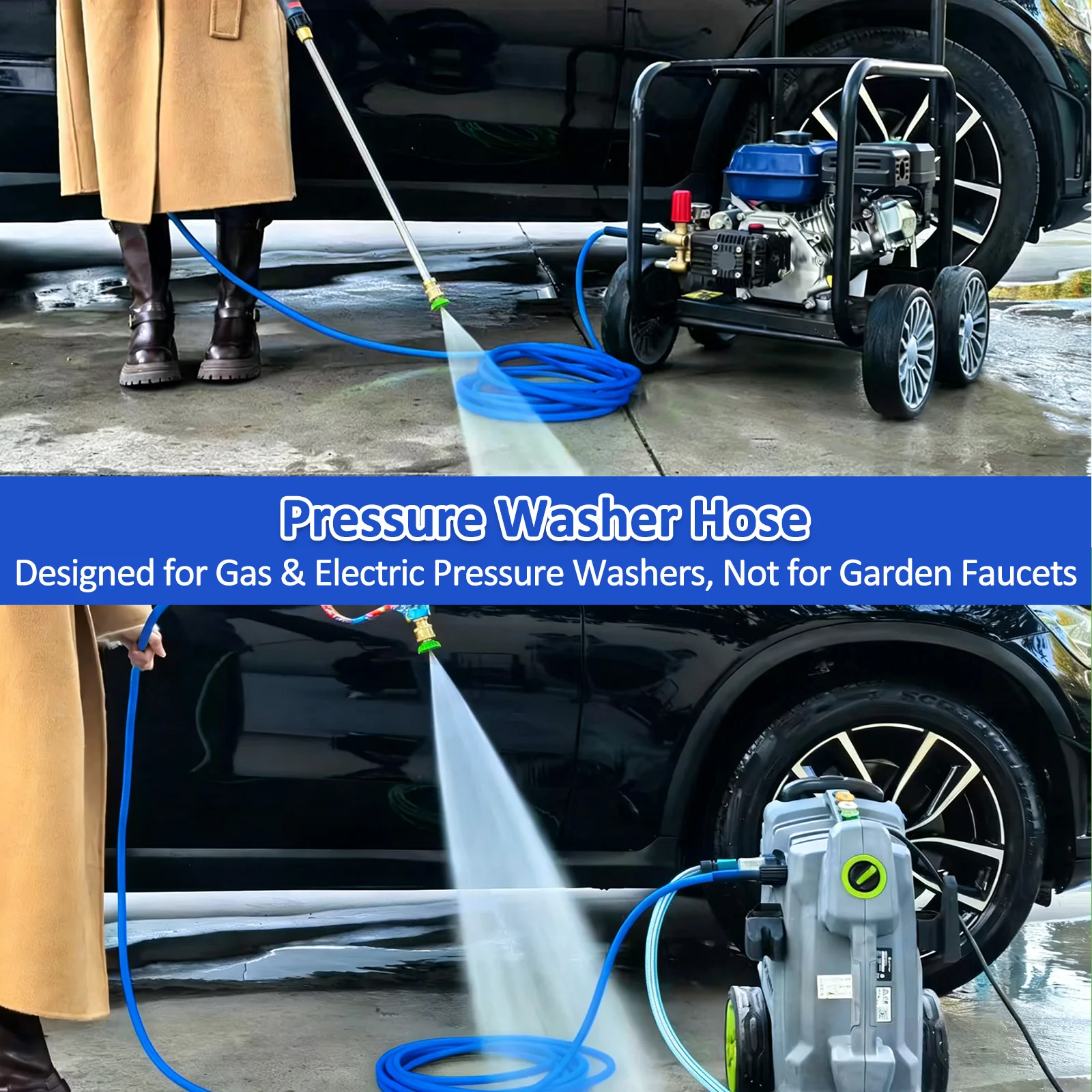 Super Flexible High Pressure Washer Water Hose with M22-14/15mm Brass Fitting 1/4\