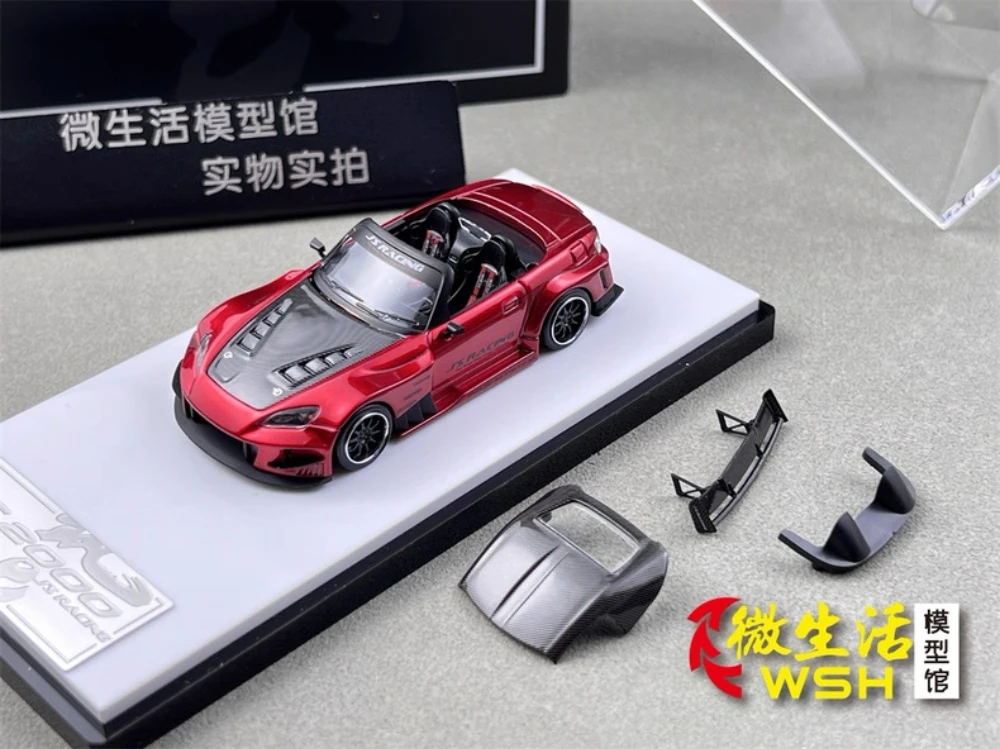 Micro Turbo 1/64 S2000 JS Racing Transparent Red Diecast  Limited Edition Alloy Full-Open collectible Car Model