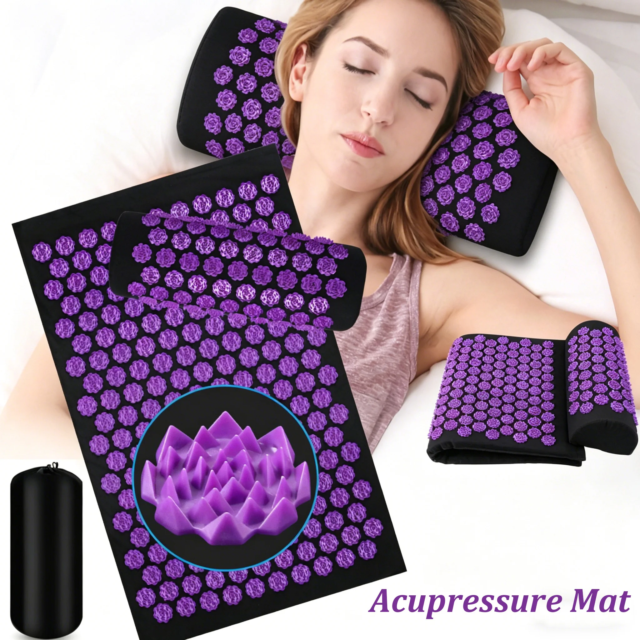 Akupressurmatte mit Spikes, Kuznetzovs Applikator-Kissen zur Muskelentspannung, Schmerzlinderung, für Yoga, Pilates, Sport und Fitness