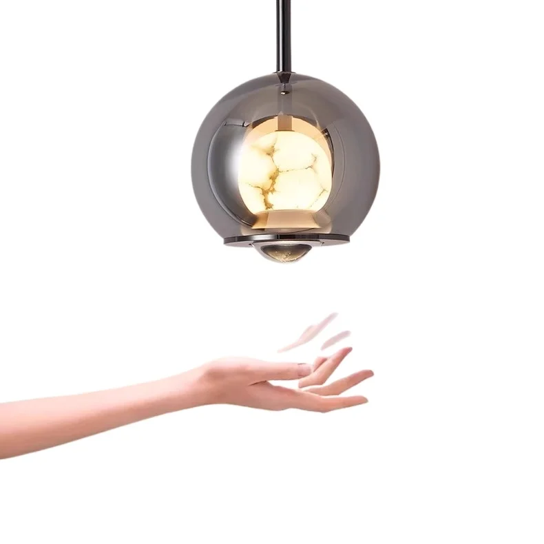 

Lifting hand sweep induction, bedroom bedside chandelier Italian style, minimalist Spanish marble