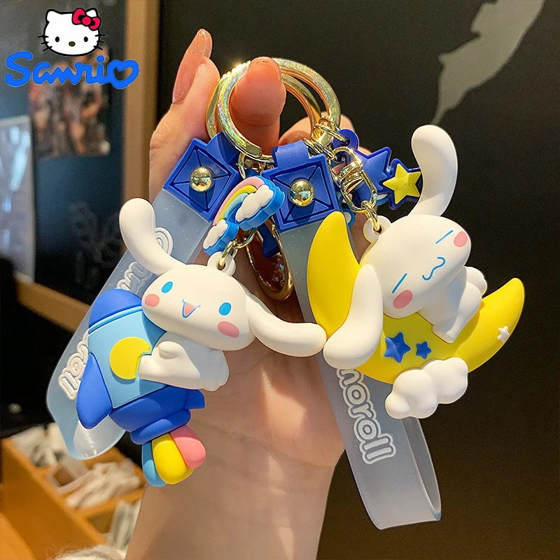 Sanrio Cinnamoroll Portachiavi Simpatico cartone animato Melody Modello figurale Bambola Ciondolo Decorazione Portachiavi Gioielli Ragazza Borsa Portachiavi Giocattolo