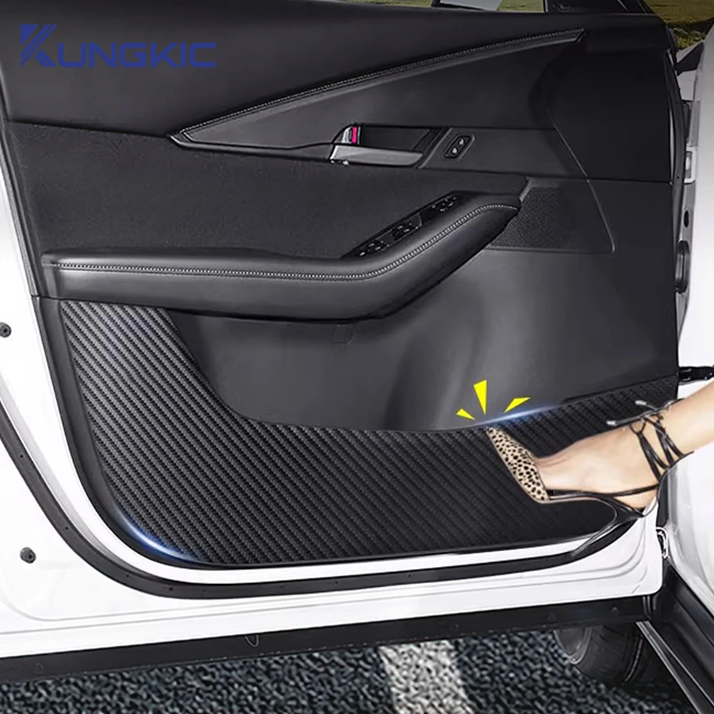 

Кожаный карбоновый коврик для двери автомобиля, декоративная защитная противоударная накладка для Mazda CX-30 CX30 2020 2021 2022 2023 2024 2025 LHD RHD