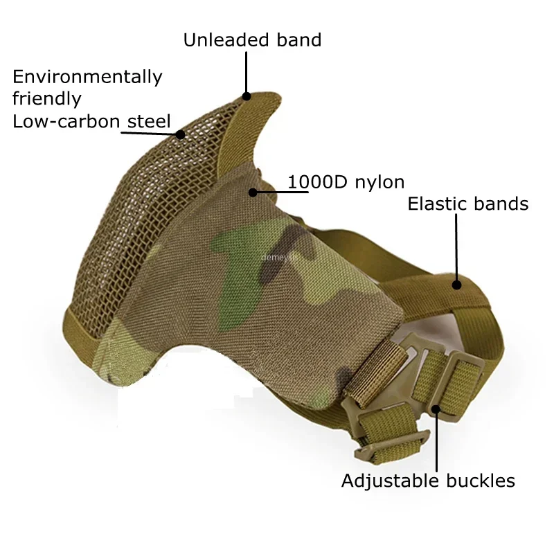 Máscara facial airsoft respirável malha de aço de baixo carbono máscara protetora tiro paintball cs wargame tático meia máscara facial