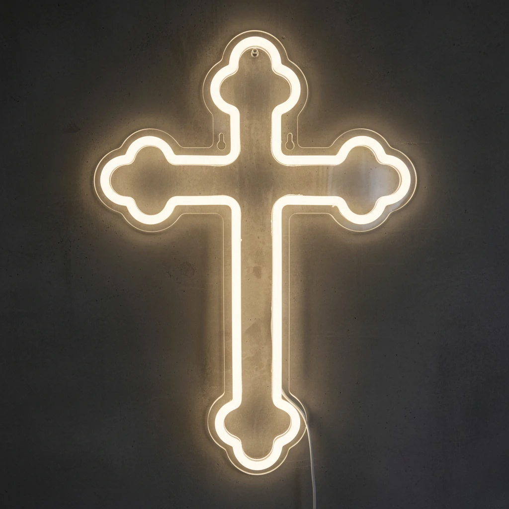 Jesus Cross Neon LED Light |USB-Powered Energy-Saving Religious Decor for Home Party Gifts Indoor Wall Art for Church Decor