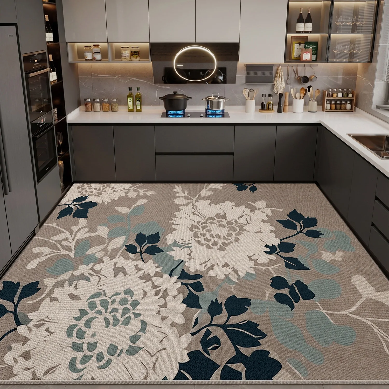 Kitchen Rug Stain-resistant Wear-resistant Floor Mat Geometric Pattern Carpet Large Size Home Decoration Rugs Alfombra De Cocina