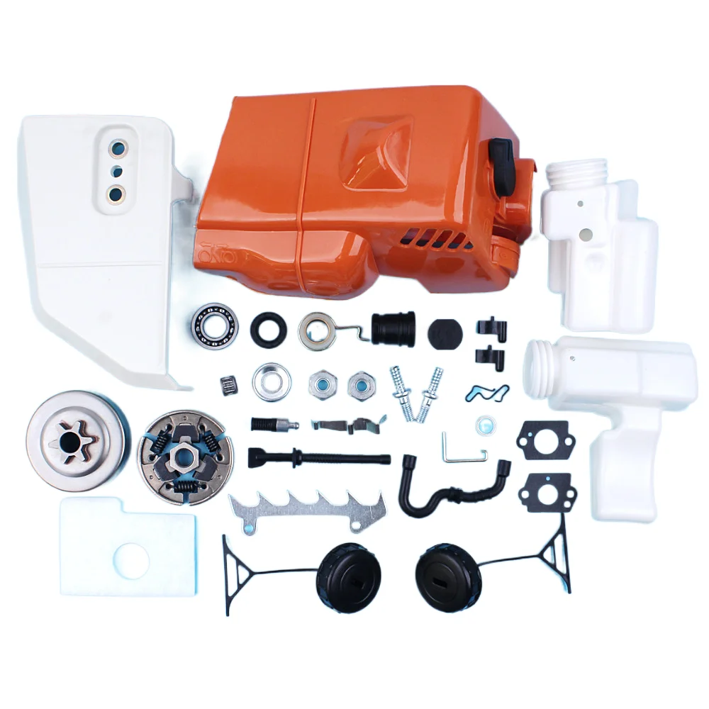 Clutch Sprocket Cover Clutch Drum Fuel Oil Air Filter Tank Cap Kit For Stihl 017 018 MS170 MS180 Chainsaw W/ Line Stud Wrom Gear