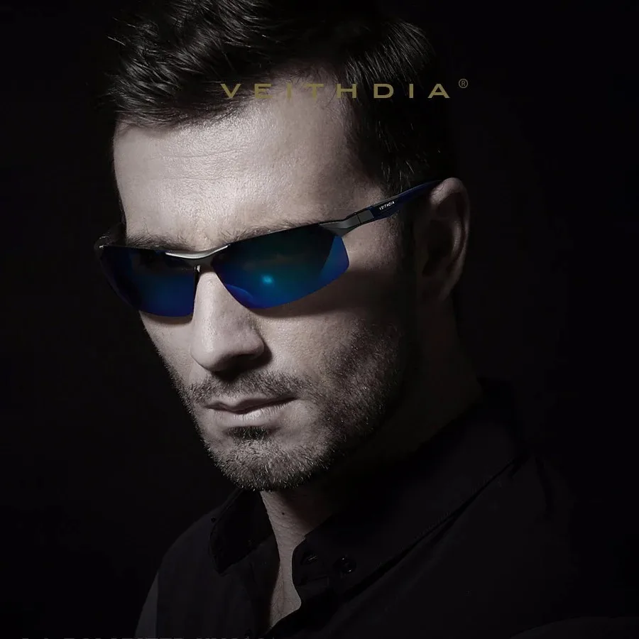 VEITHDIA Men\'s Sunglasses Aluminum Magnesium Polarized Blue Coating Mirror Sun Glasses Outdoor Male Eyewear Accessories 6589