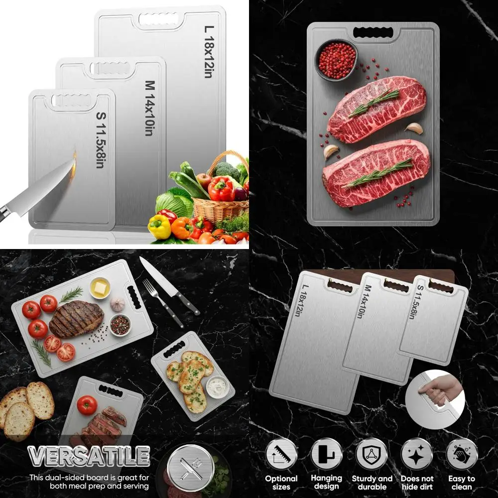 

Двусторонние разделочные доски из пищевого титана — кухонная разделочная доска из 100% чистого титана для 2025, идеально подходит для резки и измельчения