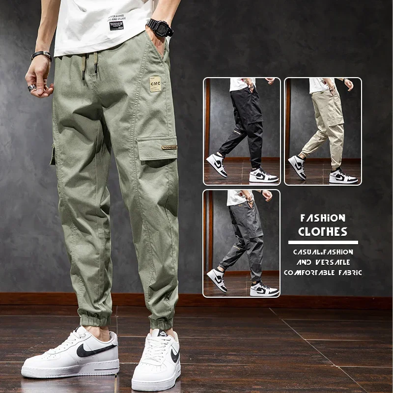 

SportsPants Washed Cotton Men's SolidColor Loose Casual Fashion All-Matching Spring and Autumn KoreanStyle Multi-Pocket Straight