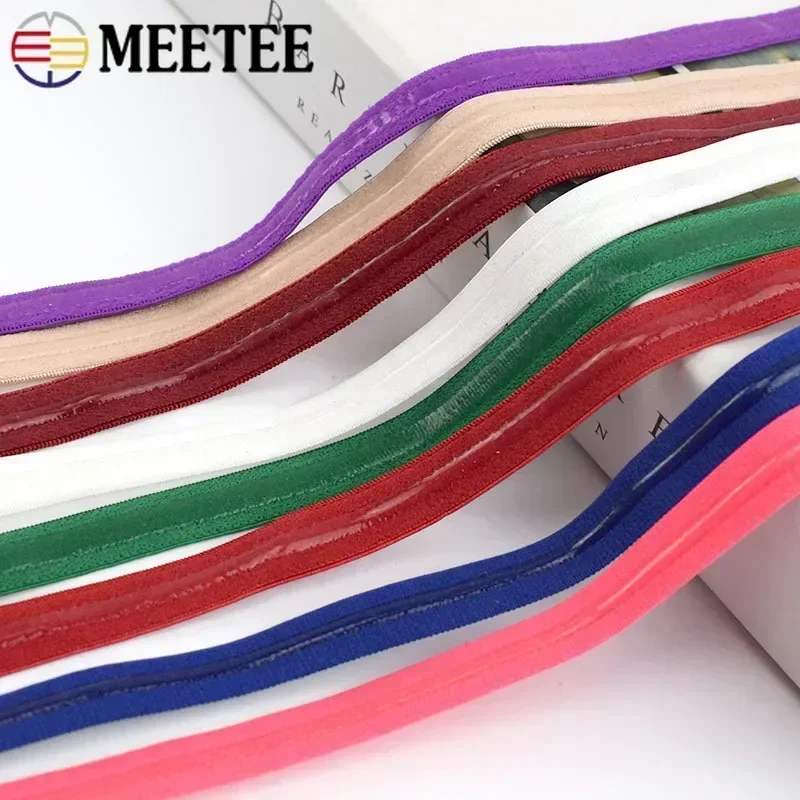 10/20/50M 10mm Colorful Non-slip Elastic Band Transparent Silicone Rubber Underwear Strap Stretch Webbing Tape Sewing Materials