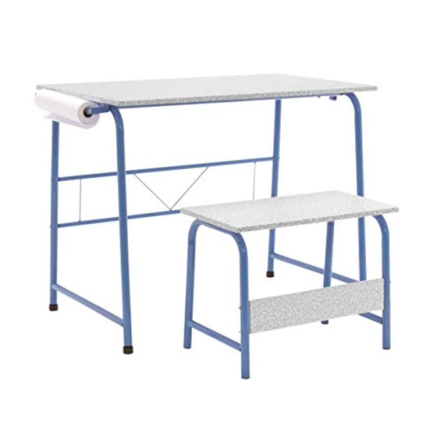Project Center Craft Table with Bench In Blue/ Spatter Gray 55126