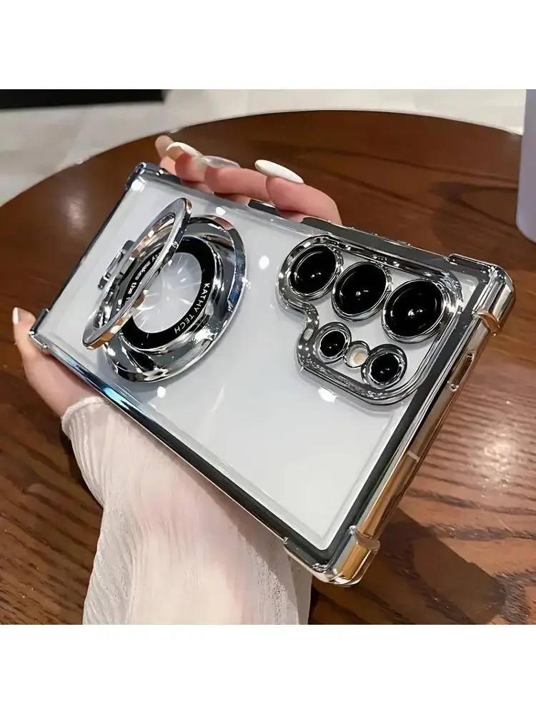Przezroczyste, elektroplaterowane etui z magnetyczną podstawką do Samsung Galaxy S26 S25 S24 S23 S22 S21 Ultra Plus FE A36 A35 A55 A54 A53 — 2