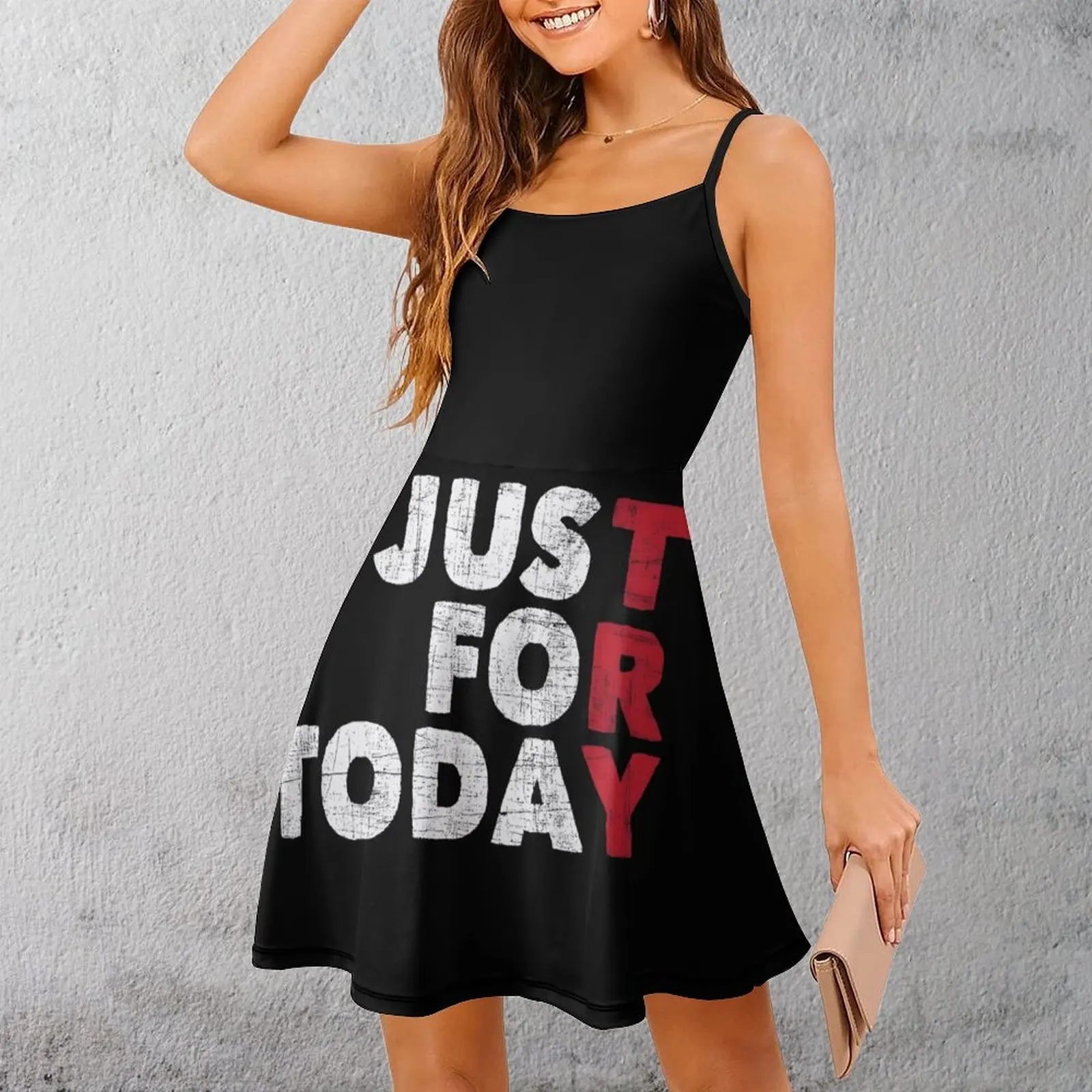 

Just Try Today Motivation Women's Sling Dress Premium Sexy Woman's Dress Sarcastic Cocktails Strappy Dress