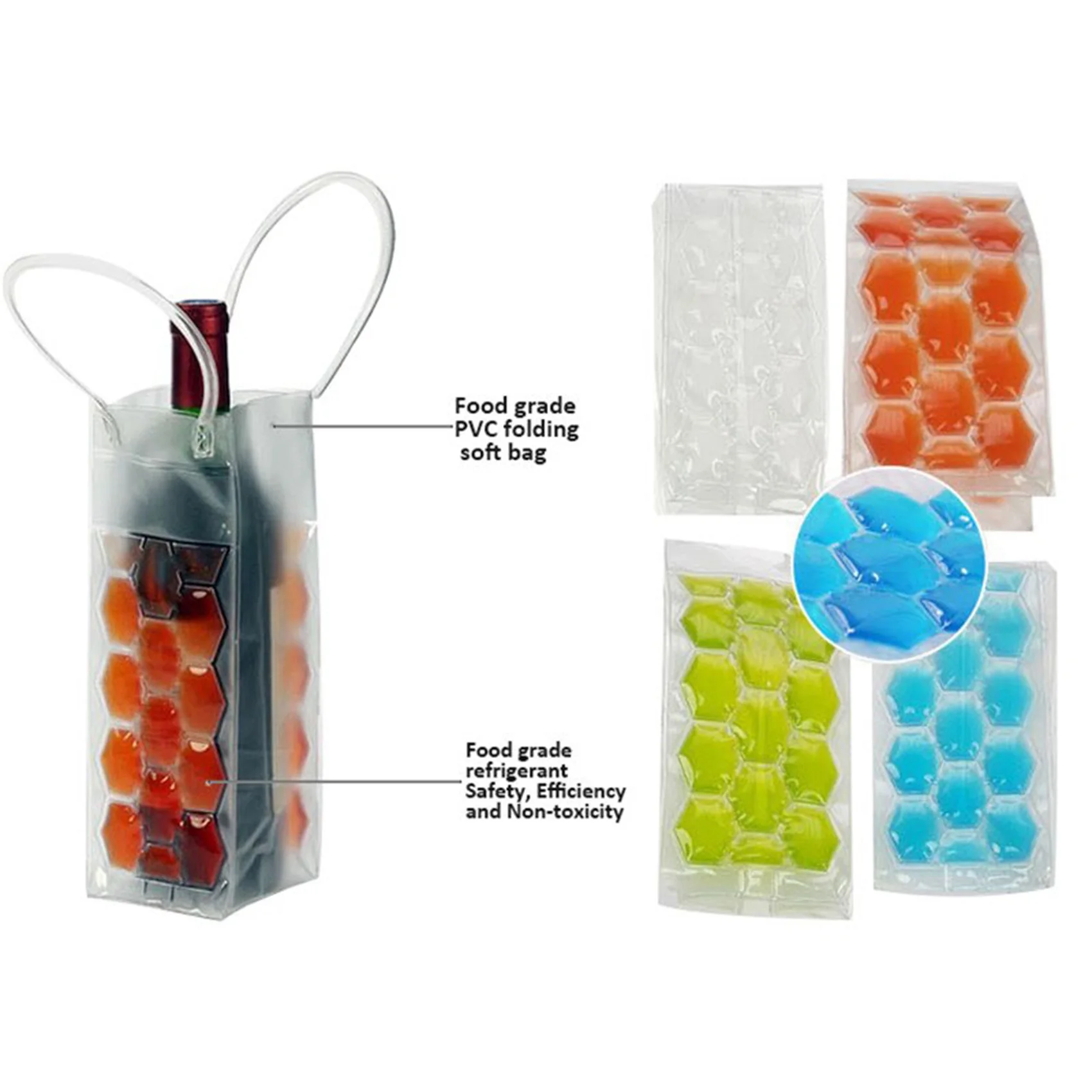 

T70C! Wine Bottle Freezer Bag Portable Liquor Ice-Cold Tools Champagne Cooler Beer Cooling Gel Ice Carrier Holder with Handles