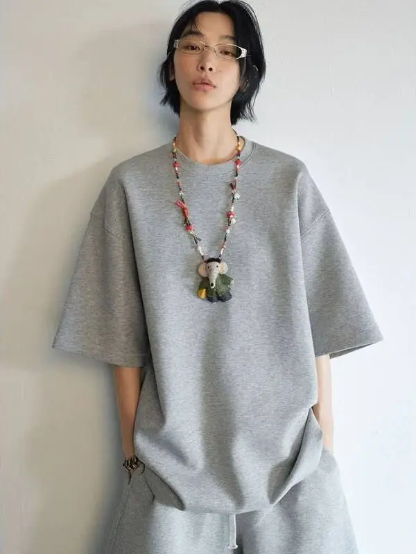 

Оригинальная свободная классическая футболка Hello September Air Cotton V989, новая осенняя коллекция, повседневная круглая футболка средней длины