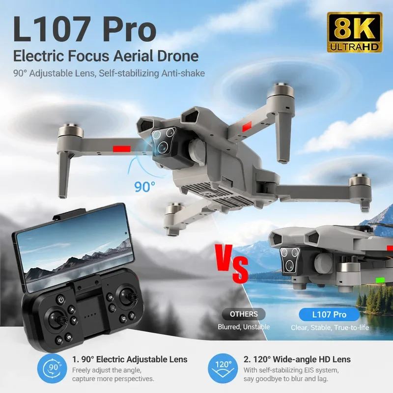 NEW L107 Folding GPS Drone FPV Quadcopter Remote Control Handle Four Axis Aircraft HD 4K 8K 90° HD Photography RC UAV Toys Gifts