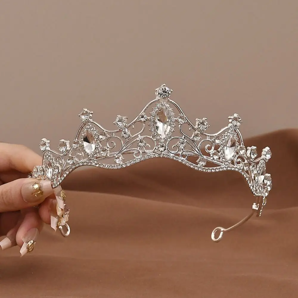 Bar Mitzvah Crown Retro Crown Rhinestone Hair Hoop Metal Princess Crowns Alloy Hair Accessories Bride Tiaras Girls Gift