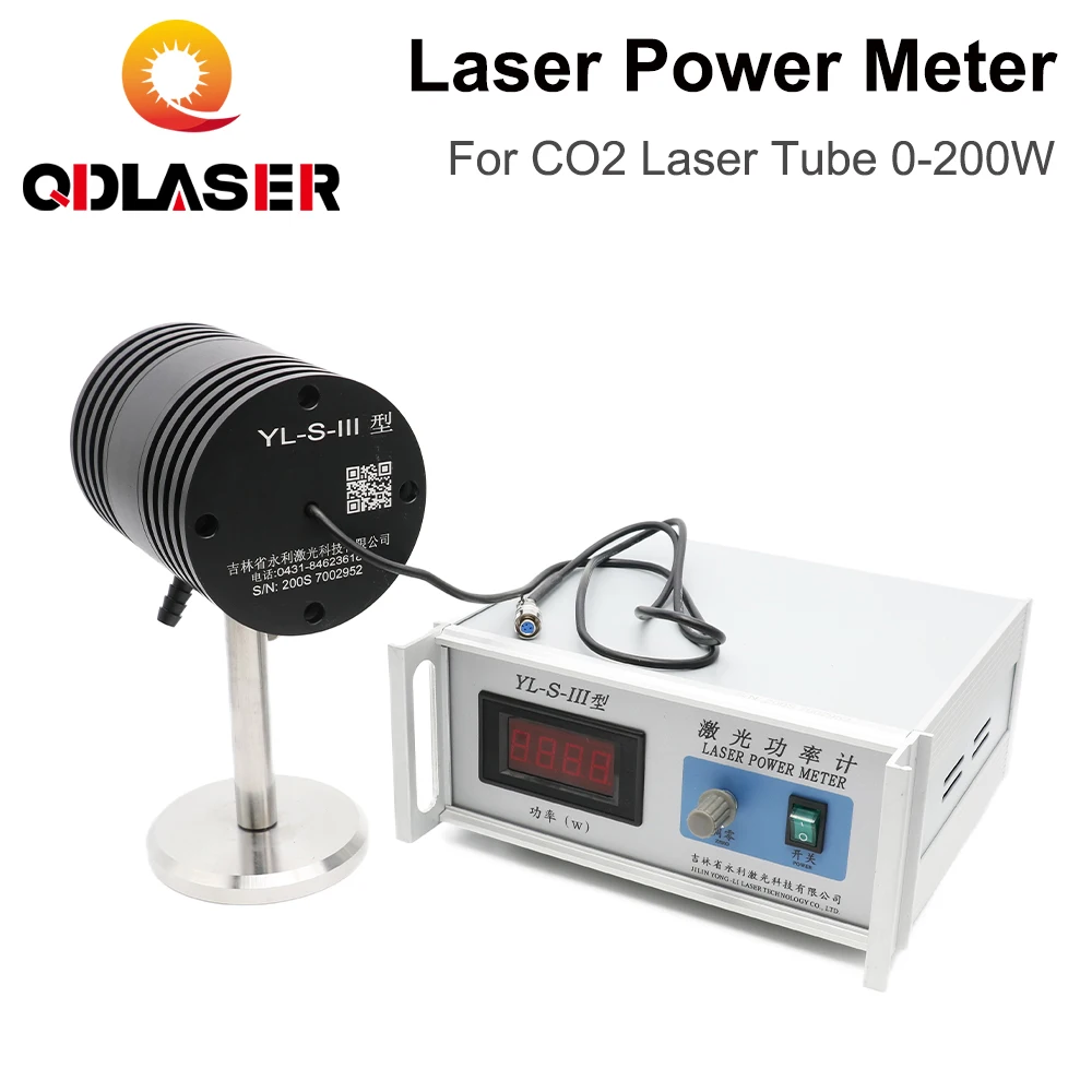 QDLASER Benchtop Power Meter YL-S-III 0-200W Meter Test Range 0-200W Use Wavelength 10.6um Voltage AC 220V For CO2 laser tubes