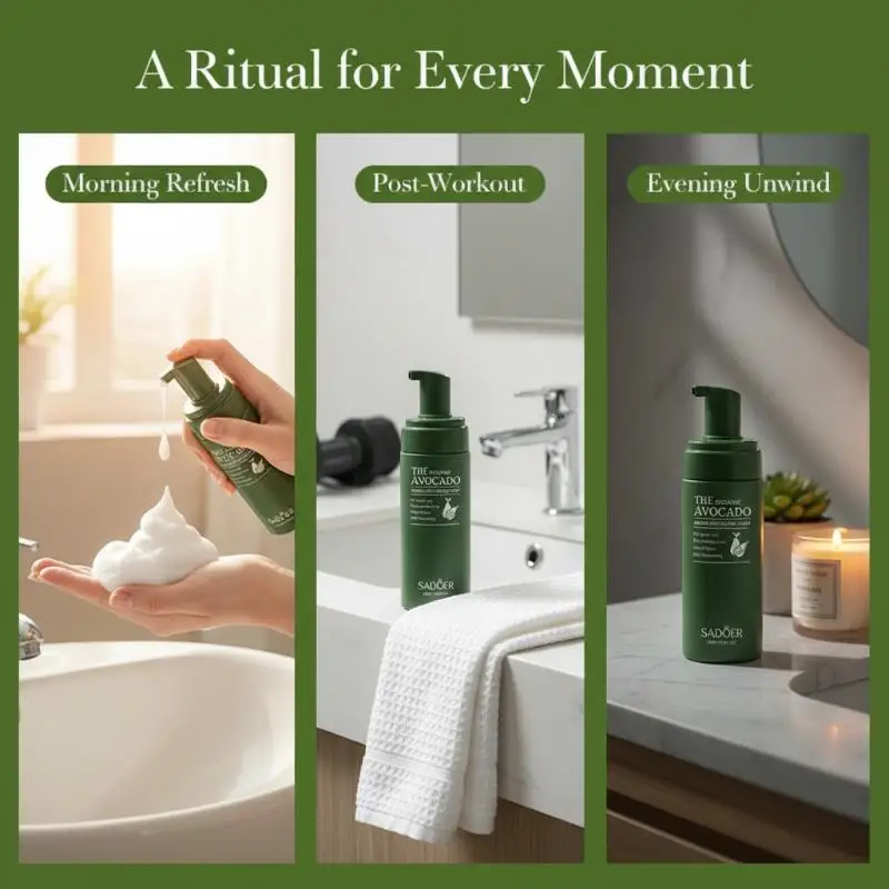 Avocado Facial Cleanser Foam 120ml Hydrating Exfoliating Softens Skin For Dry and Sensitive Skin Types Daily Care